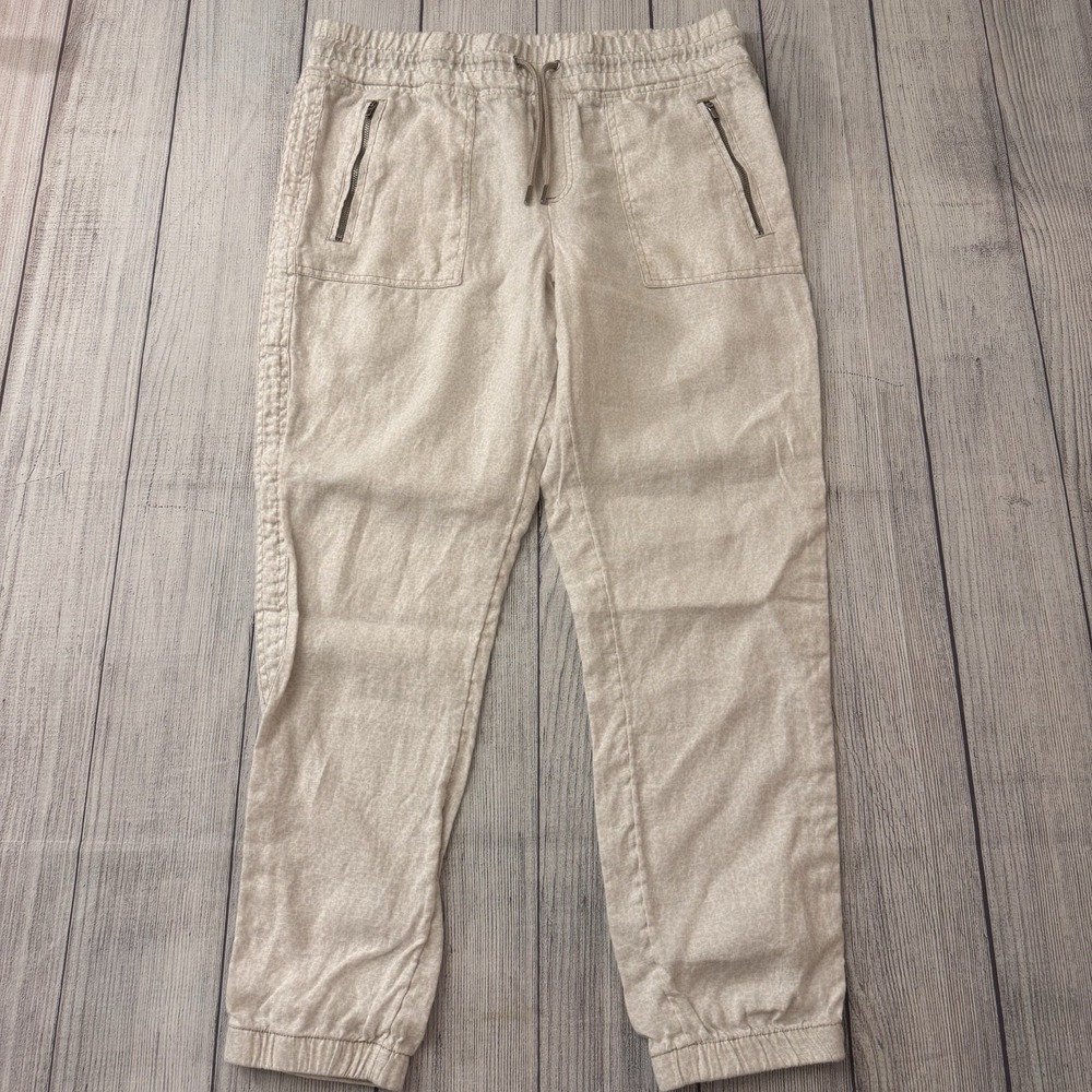 Athleta Pants Womens 10 Spotted Cabo Linen Jogger Breathable Tapered Drawstring